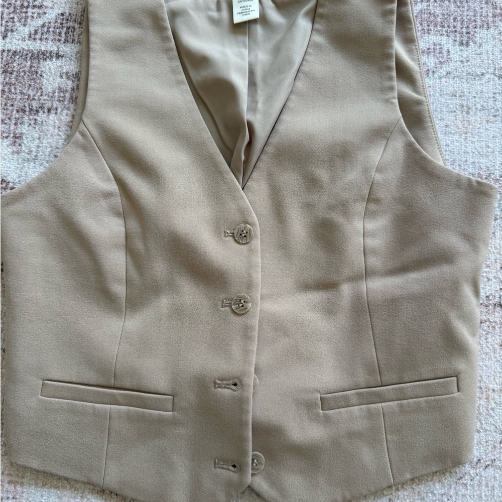 H&M Beige Women's Tailored Button Vest